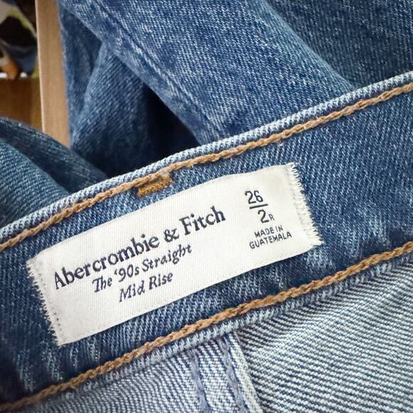 ABERCROMBIE The 90s Straight Mid Rise Jeans Dark Wash 26 - Picture 9 of 11